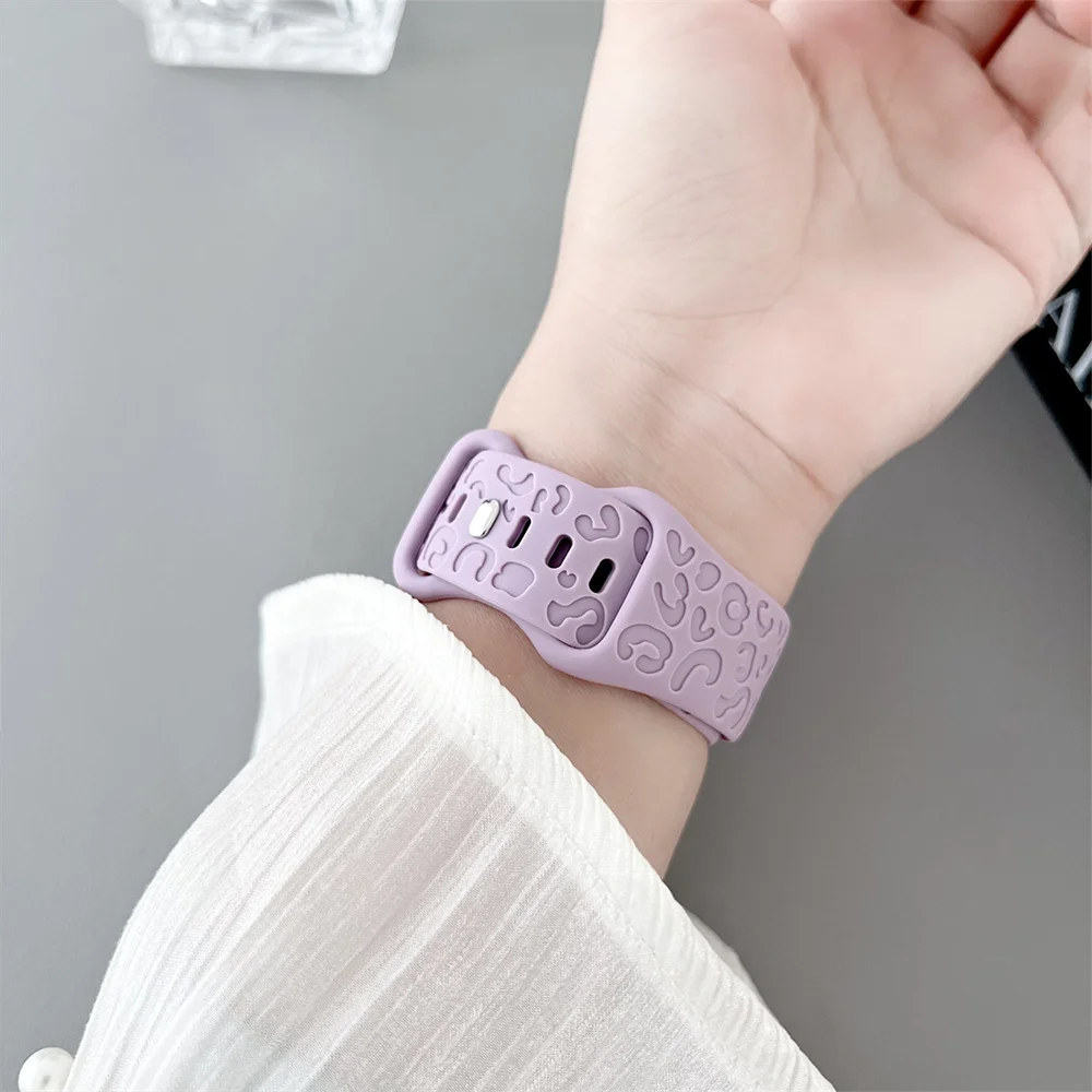 Gelang silikon olahraga untuk Samsung Galaxy Watch 7 Ultra 47mm tali macan tutul gelang jam tangan 7 Ultra Aksesori tali jam tangan