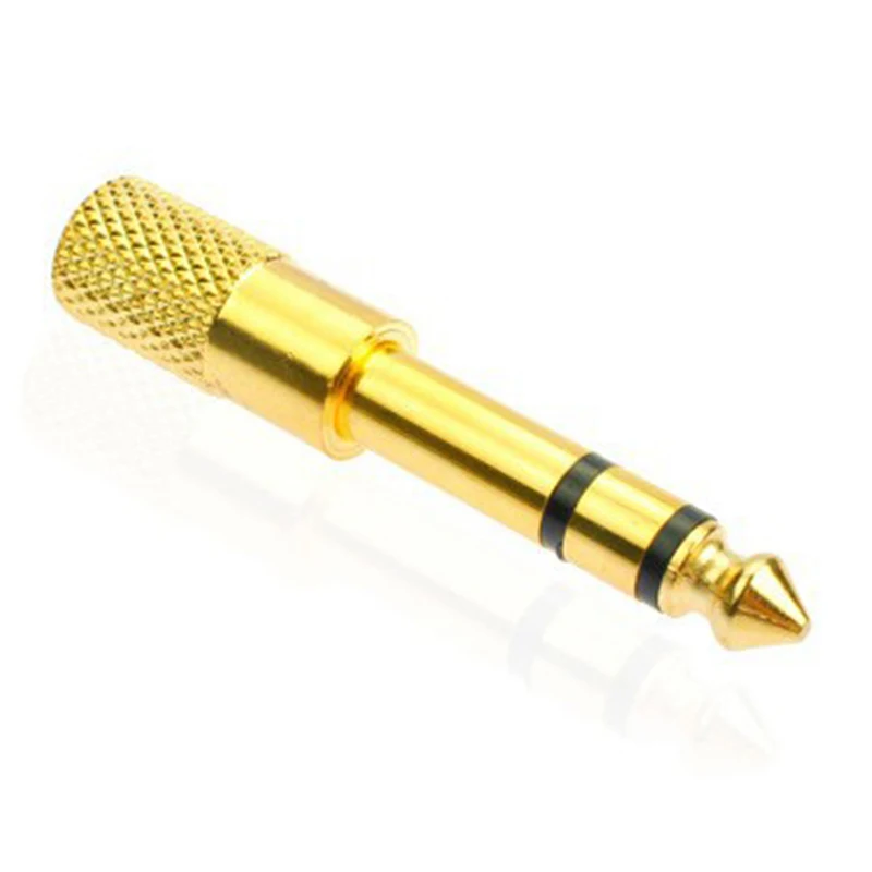 Gold 6.5mm Male Plug To 3.5mm Female Jack Stereo Headphone Audio Adapter Home Connectors Adapter Microphone