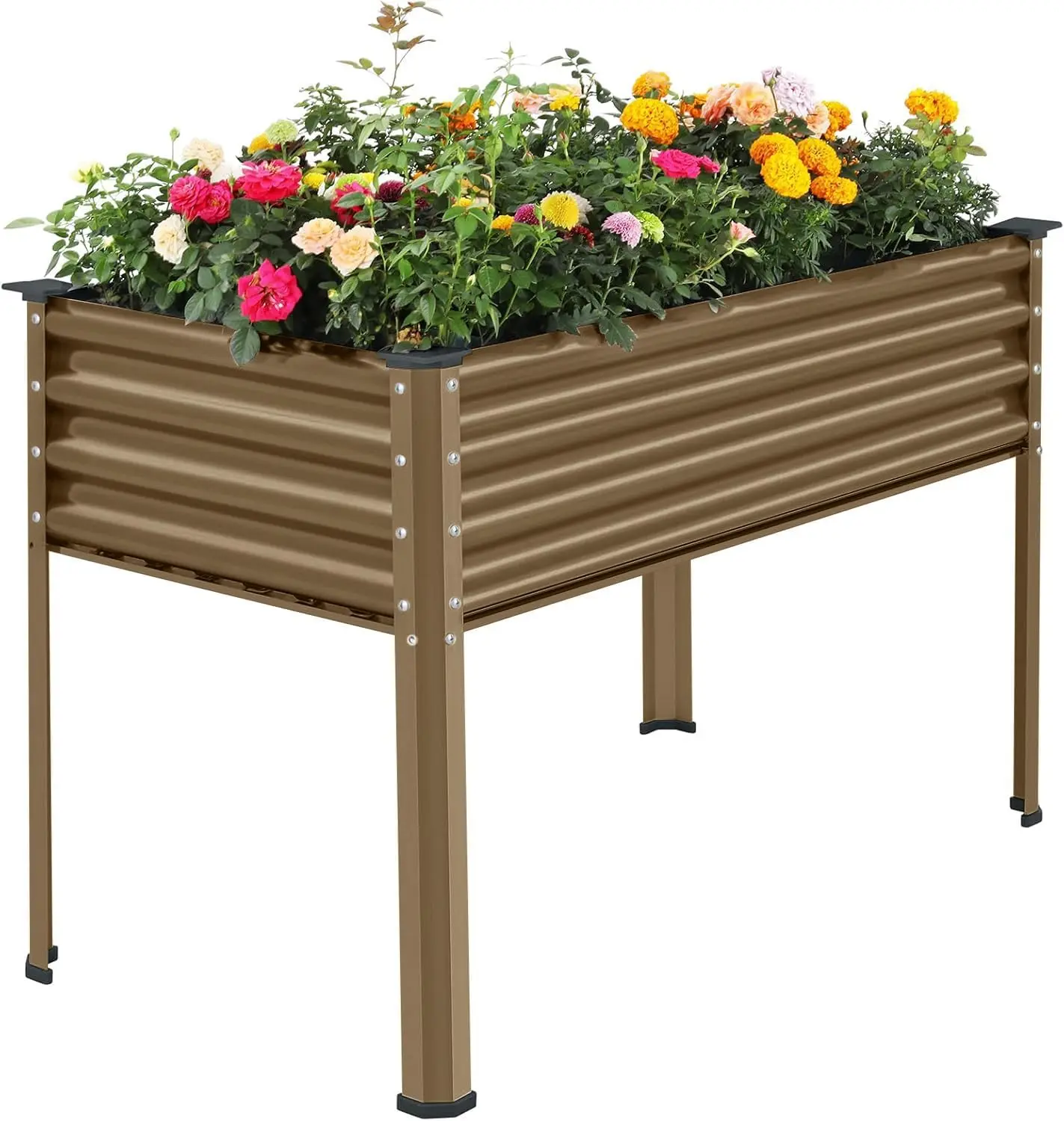 

Galvanized Oval Large Metal Raised Garden Bed with Legs for Vegetables (Beige)