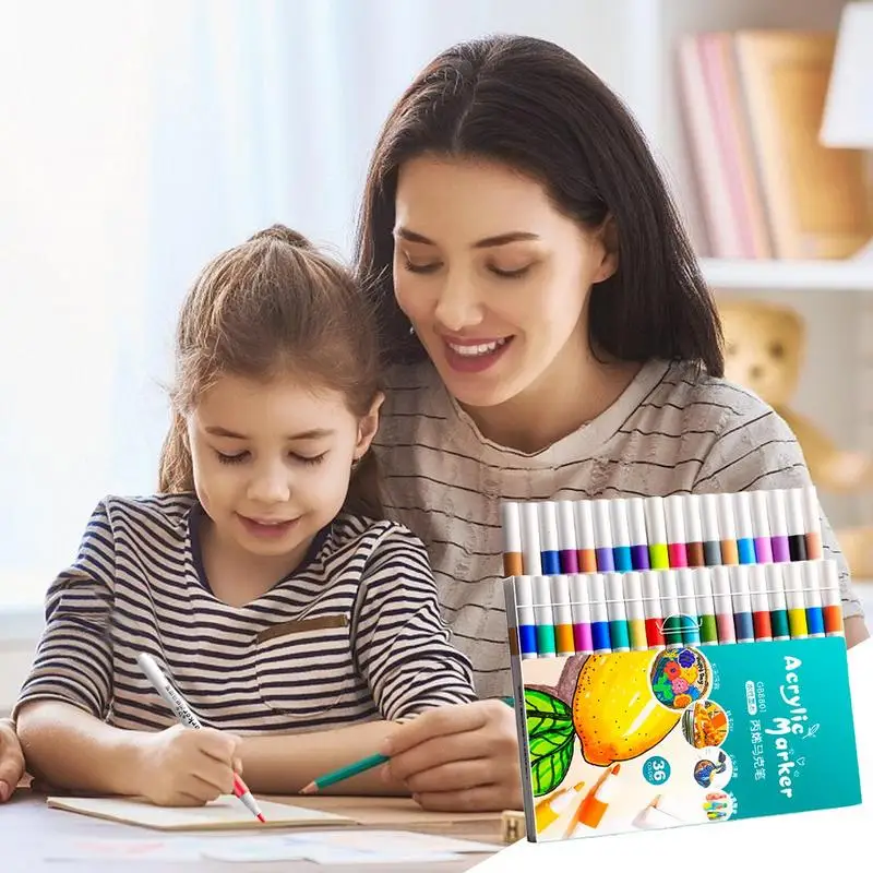 어린이용 원단 마커 파인 팁 펜, 공예 미술 용품, 빠른 건조 방수 컬러 펜, 돌 나무 캘리그라피 캔버스