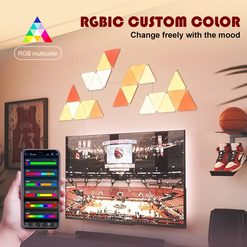 Ultrathin RGB Smart WIFI LED Triangle Light Indoor Atmosphere Wall Lamp For Game Bedroom Decoration LED DIY Quantum Night Light