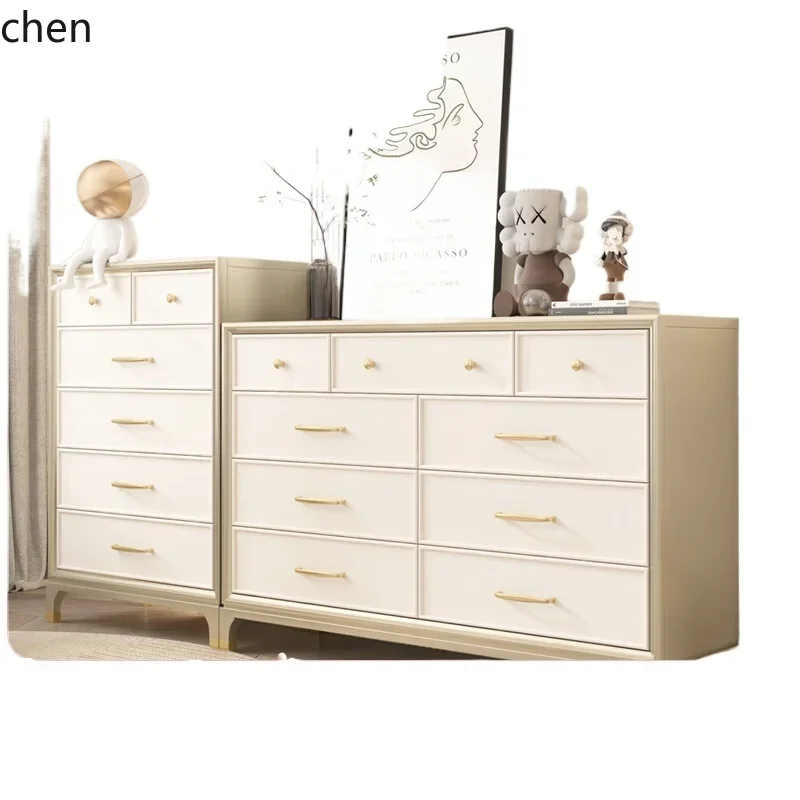 HT light luxury solid wood chest of drawers seven chest of drawers modern light luxury bedroom TV cabinet furniture