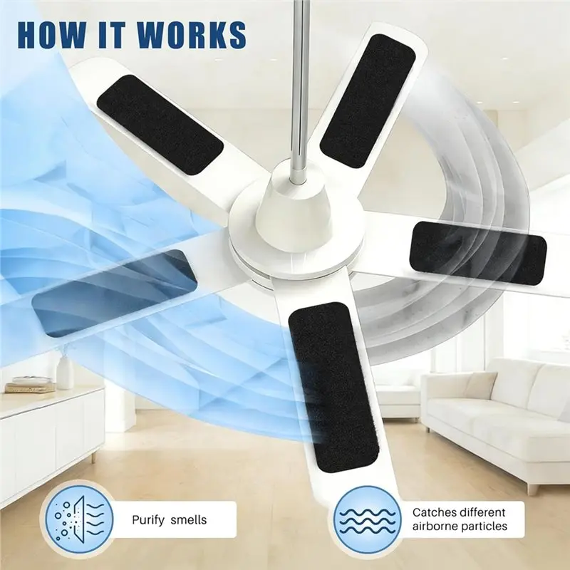 BMBY-For Blades Ceiling Fan Filters 5-Pack Universal Pet Fresh Fan Blade Air Purifier Replacement Pads For Home Ceiling Fans