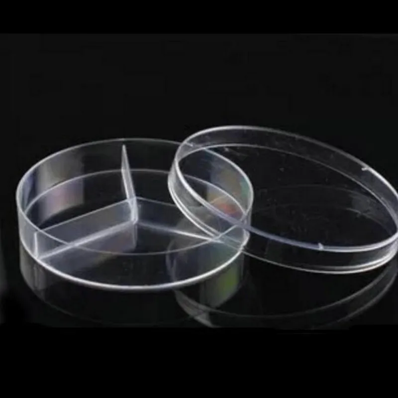 

10 шт./лот пластиковая чаша Петри с крышкой 90 мм, разделенная на три вентиляционных отверстия