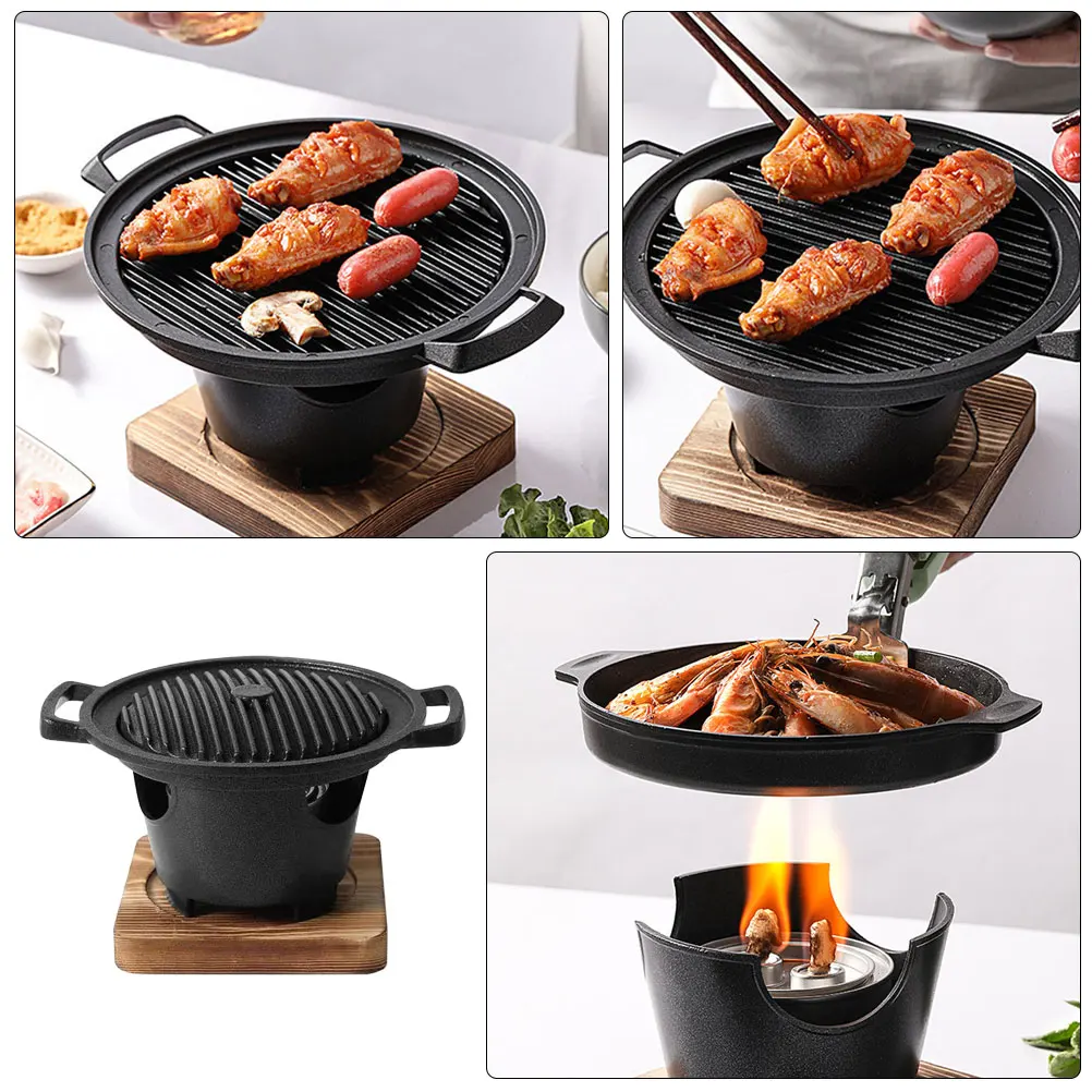 

Small Indoor BBQ Grill Stove High Quality Aluminum Durable Safe Design Kebabs Chicken Fish Beef Corn Vegetables Grilling Pan