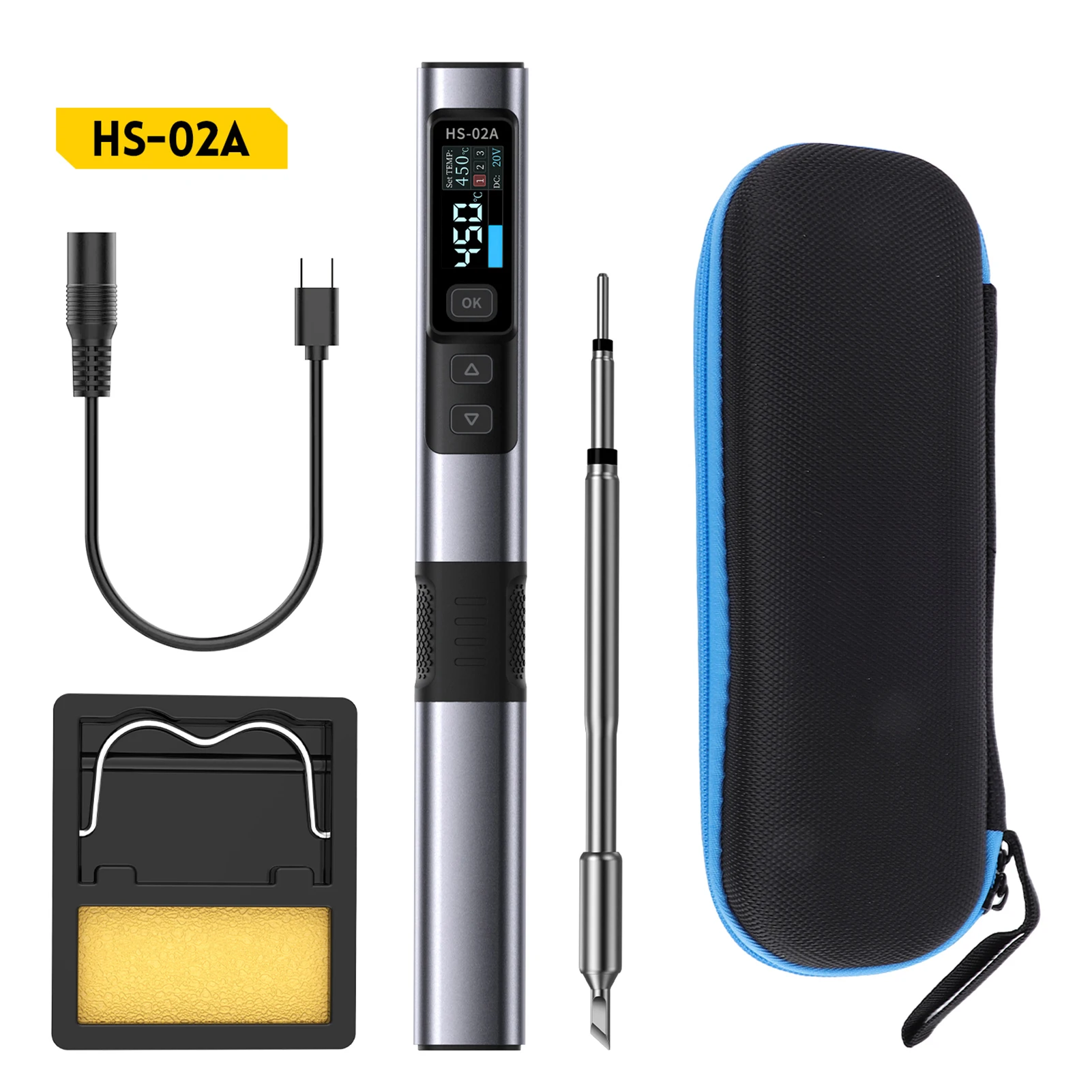 100W Corded Soldering Iron Kit Portable Smart Soldering Station with OLED Screen Fast Heating Sleep Mode for Jewelry Repair