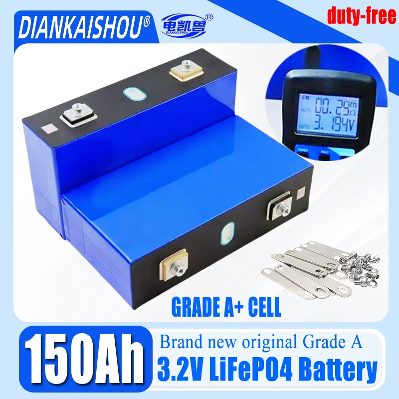 

DIANKAISHOU 3.2v 150ah LiFePO4 battery DIY 4s 8s 12v 24V RV Motorcycle Electric Car travel Solar inverter Batteries Duty-free