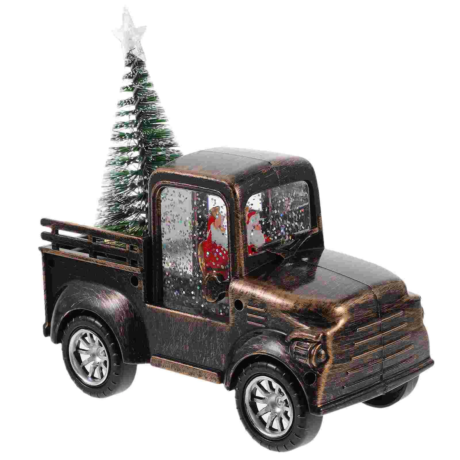 Desk Lamp Tractor Ornament The Gift Christmas Ornaments Water Mixture Decor Tabletop Statue