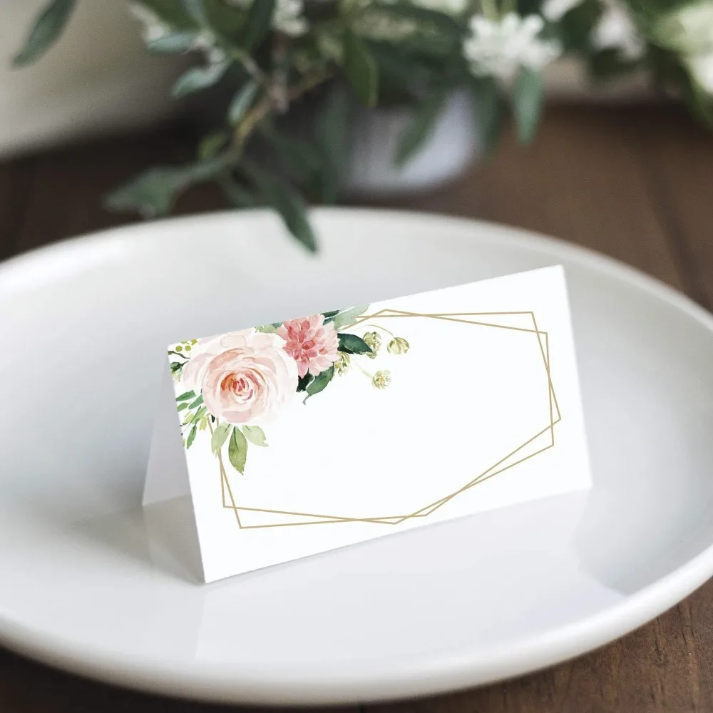 20/50/100pcs Printed Flowers Wedding Seating Number Table Card Name Place Cards Christmas Birthday Party Greeting Card