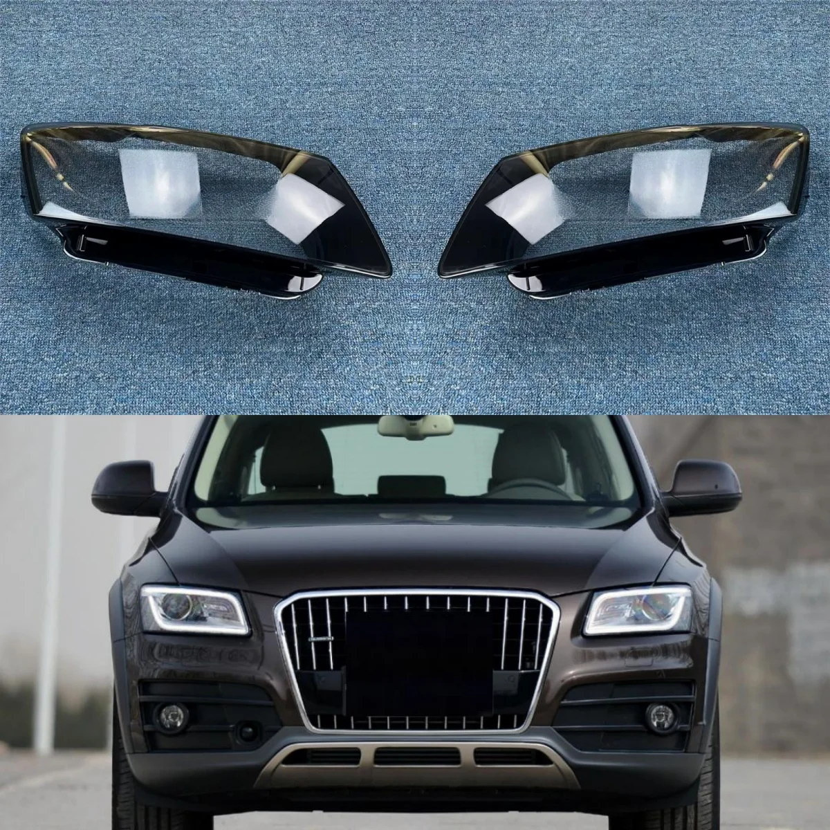

For Audi Q5 2013 -2017 Headlamp Transparent Cover Headlight Shell Lampshade Case Plexiglass Replace Original Lens