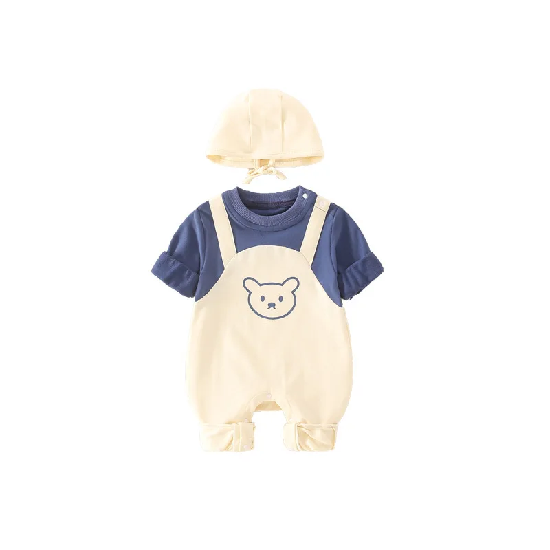 Baby Rompers for Boys Girls Cotton Long Sleeves Jumpsuits with Hat Korean Cute Bear Long Sleeves Baby Clothes Ropa Bebe Niña 옷