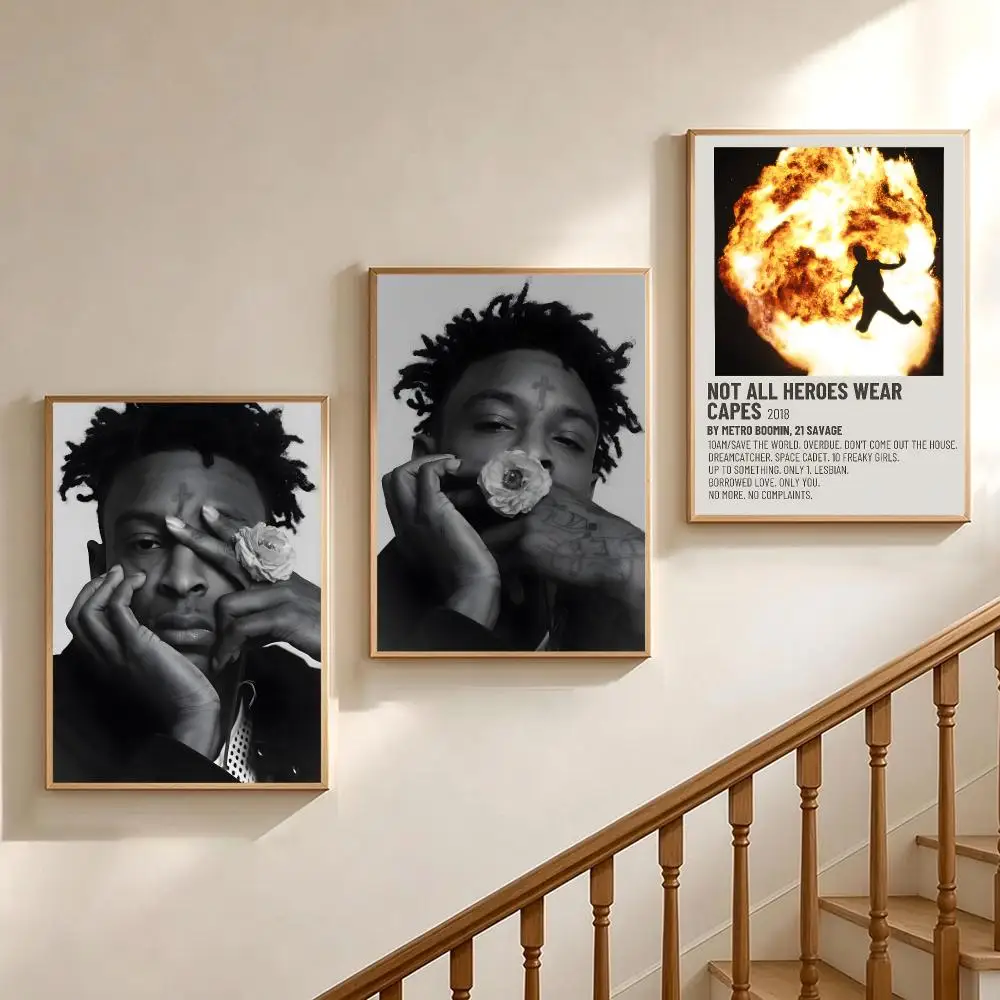 music 21 Savage Poster Poster HD Printing Soothing and Cream Style Home Decor for the Living Room Cafes Gift