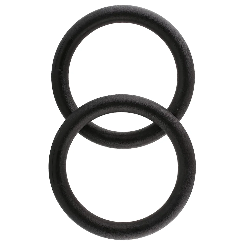 2PCS Replacement Fitness Rings Plastic Gymnastic Ring for Strength Bodyweight Training Cross-Training Workouts (Black)