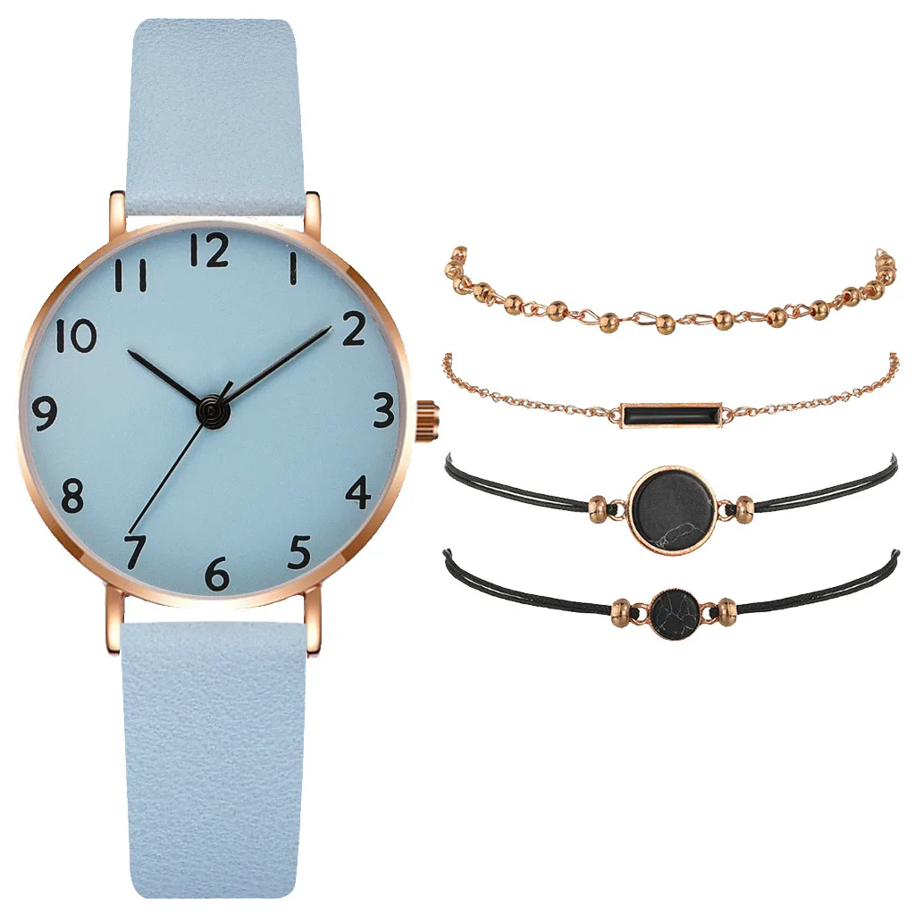 

Classic circular women's fashion simple and versatile student quartz watch bracelet fashion combination set