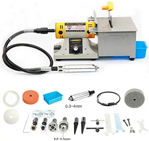 

Hengwei Jewelry Rock Polishing Buffer Bench Lathe & Polisher Machine Tool Kits Multifunction Grinder TM-2,110V