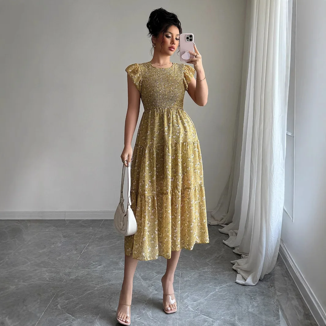

2025 Simple Fashion Floral Slim Dress Dress Women Elegant Fashion Beautiful Women's Dresses Party Night Dresses Evening Woman