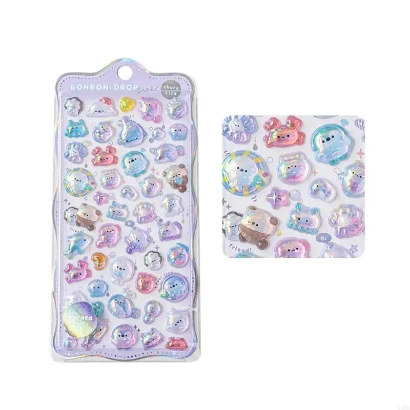 Relief Sticker Scrapbooking Creative Candy Drop Diy Diary Stapler Sticker Dekorationen Süßes ästhetischer Aufkleber Set 24BB