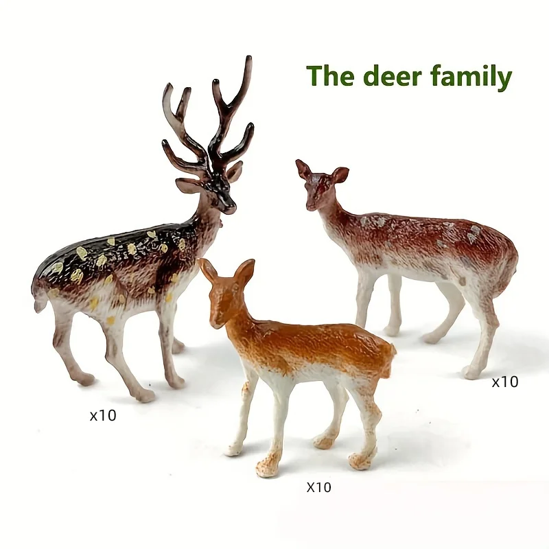 Christmas 3-Piece Sika Deer Family: Solid Material, Model Game Accessory, Ideal for Mini Landscape Deco & Holiday Favors