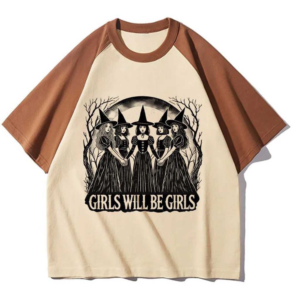 Girls Will Be Girls Witch koszula damska estetyczna damska Punk kawaii hip hop t koszula harajuku Vintage wygodny pastelowy