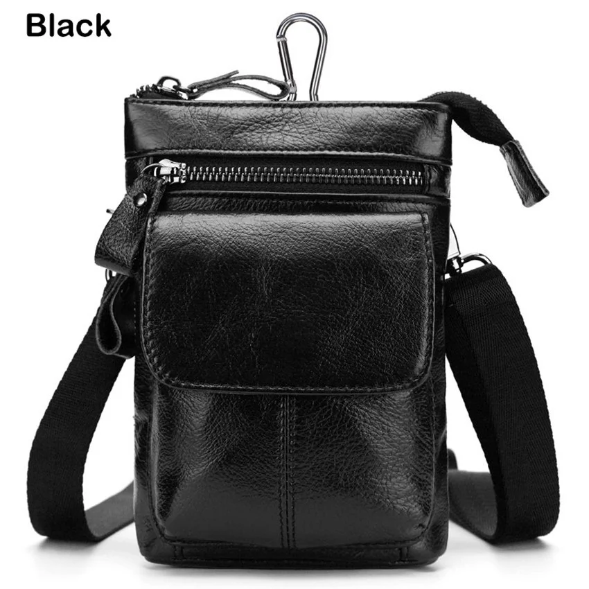 Real Cow Leather Men's Waist Bag Cellphone Bag Shoulder Bag Messenger Bags Multifunctional Business Belt Bag