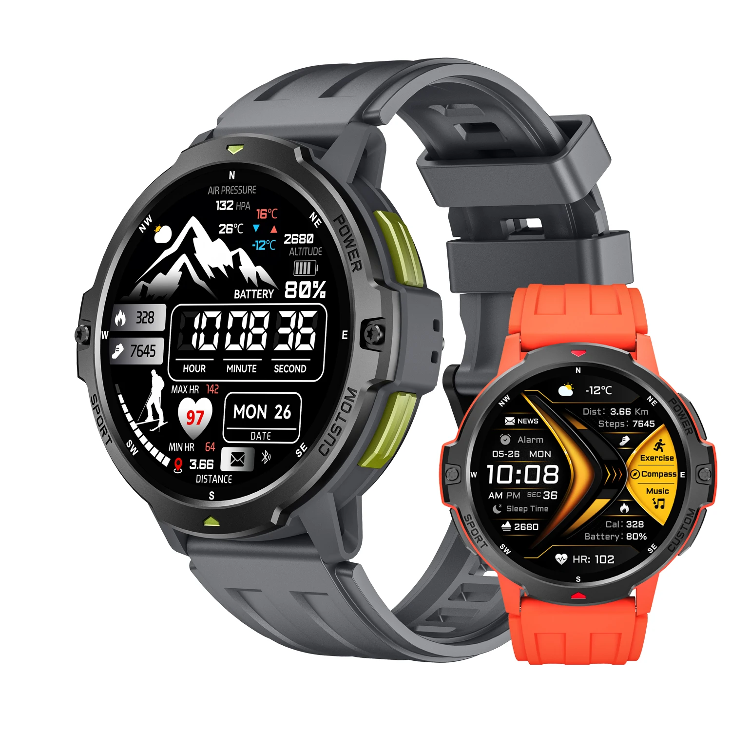 

C31 GPS Smart Watch Men Health and Sleep Monitoring Compass Barometric Altimeter 500mAh Battery 3ATM Outdoor sports Smartwatchs