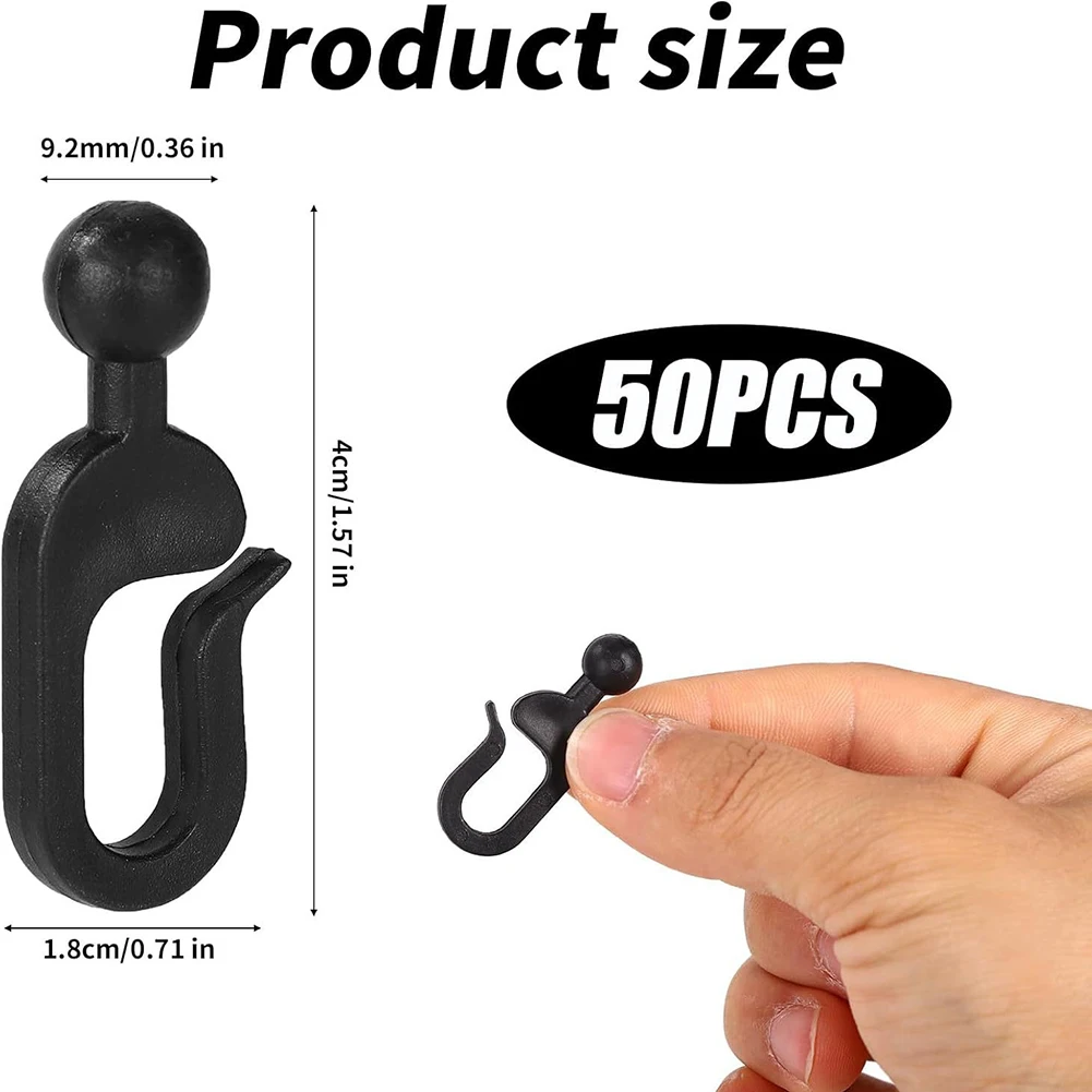 Plastic Hooks for Gazebo Curtain Tracks 50 Pieces Invisible Installation Compatible for Outdoor Curtains and Awnings