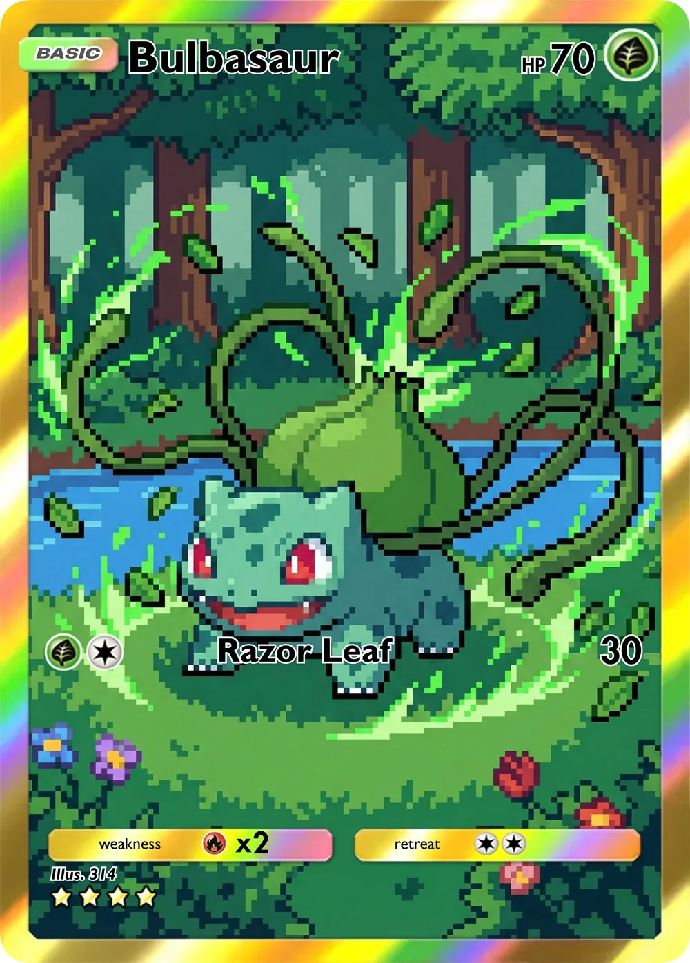 5Pcs Pokemon PTCG Cards Holo Ultra Rare Cards Pixel Style Bulbasaur Greninja Creativity Game Collection Cards Pokemon Gift view 3