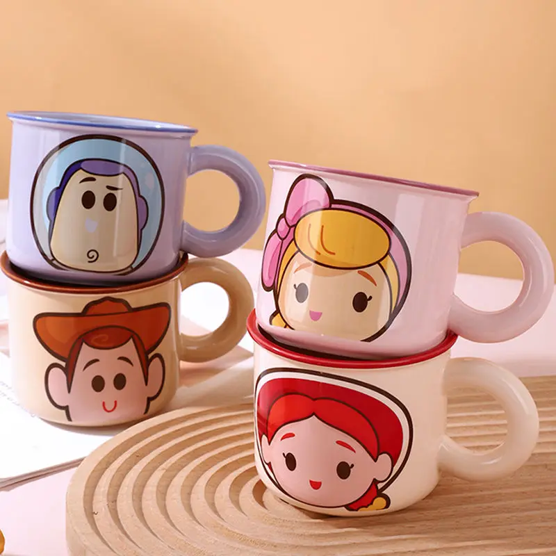 Disney Toy Story Buzz Lightyear Jessie Woody Animation Peripheral Cartoon Cute Children Ceramic Water Cup Kawaii Mug Girls Gift