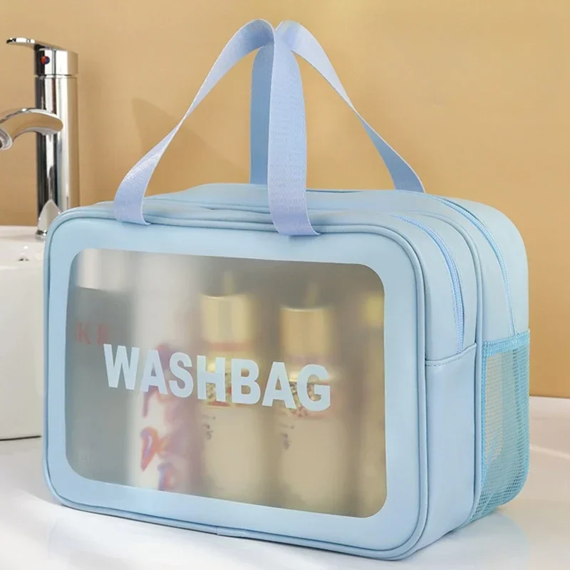 Borsa per il trucco con separazione bagnata e asciutta Borsa da toilette portatile Elementi essenziali da viaggio Borsa di stoccaggio di grande