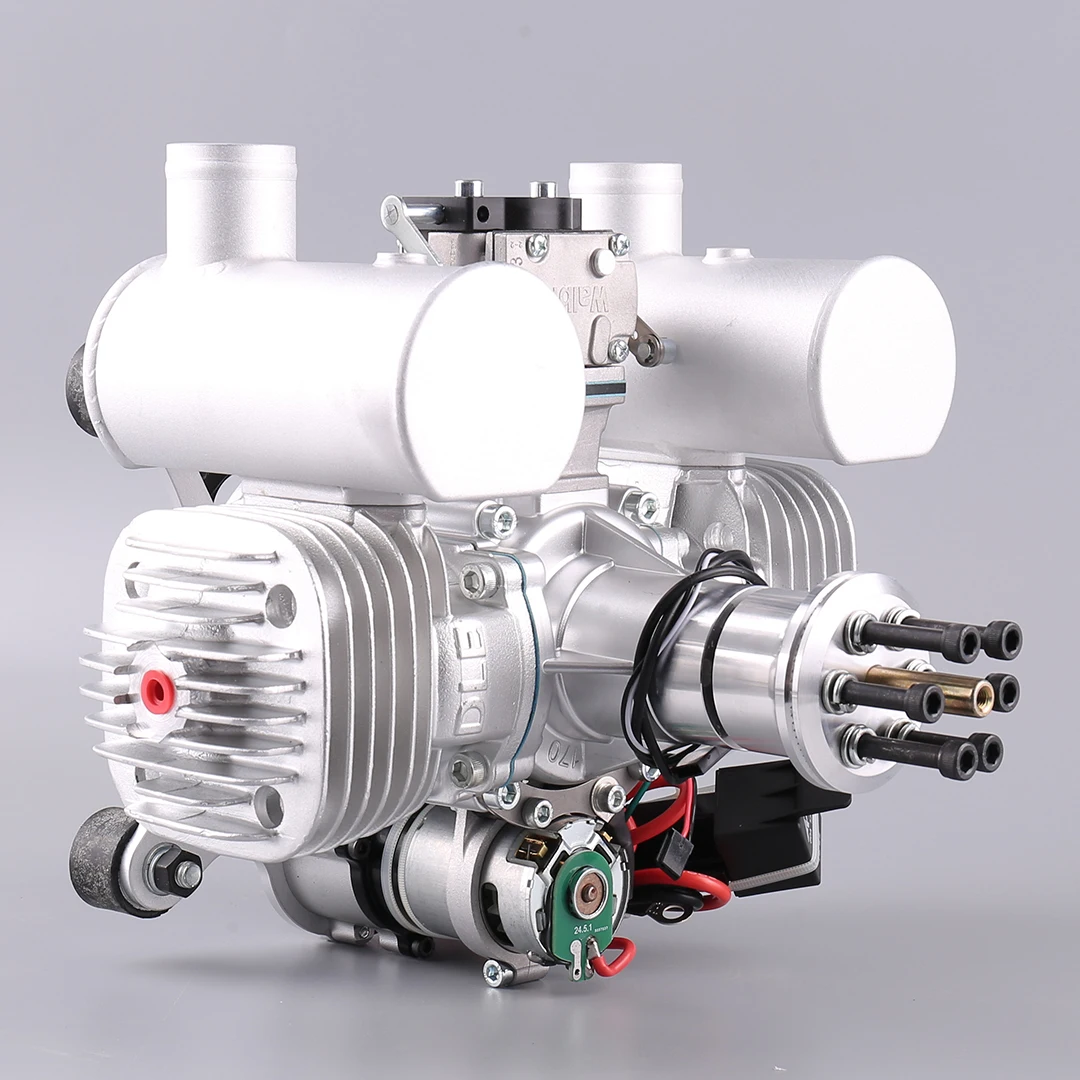 DLE170 Electric Start Gasoline Twin-cylinder Engine Model Power Generation Version Ultralight Drone Air-cooled Engine Model Toys