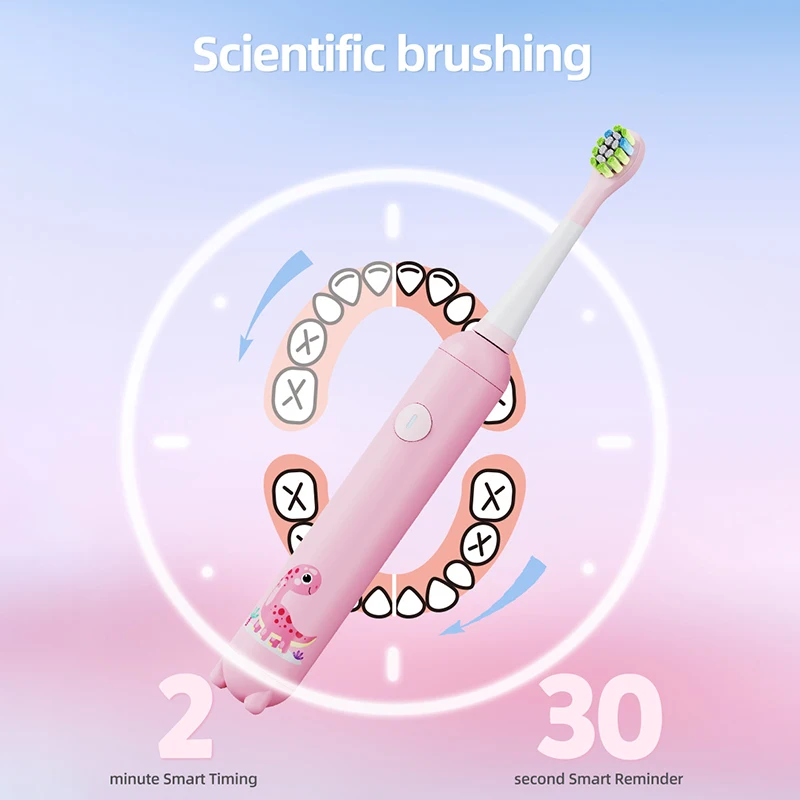 부드러운 강모 전동 칫솔, 부드러운 치아, 스마트 타이머, USB 충전식, 4 개의 추가 교체 헤드 포함