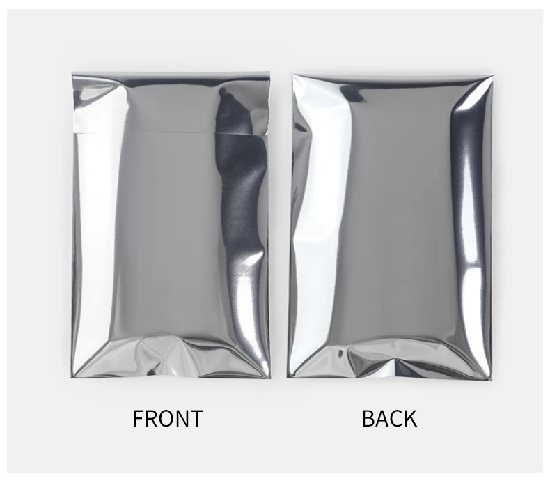 100 Stück glatte, silberne Aluminiumfolie, selbstklebende Beutel, Kunststoffverpackung, Geschenktüten, Grußkarten, Verpackung, Postkarten-Geschenktüten – Detail 8