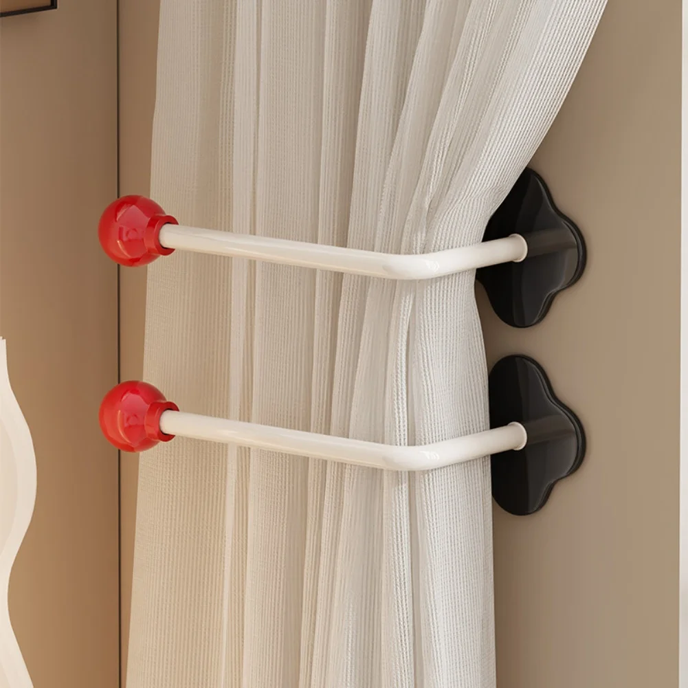 Wall Organizer Curtain Hook For Bathroom Use Red No Drill Curtain Hook Organizer Metal And Plastic Construction