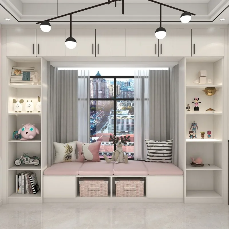 Bay Window Cabinet Locker Solid Wood Bay Window Bookshelf Small Bookcase Bay Window Cabinet Desk Storage Cabinet Shelf