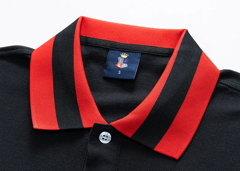 Herren Poloshirt USA Chicago Kurzarm Royal Freizeit Sport Party Baumwolle Bestickt Mit Schlitz Kontrastfarbe Original – Detail 10