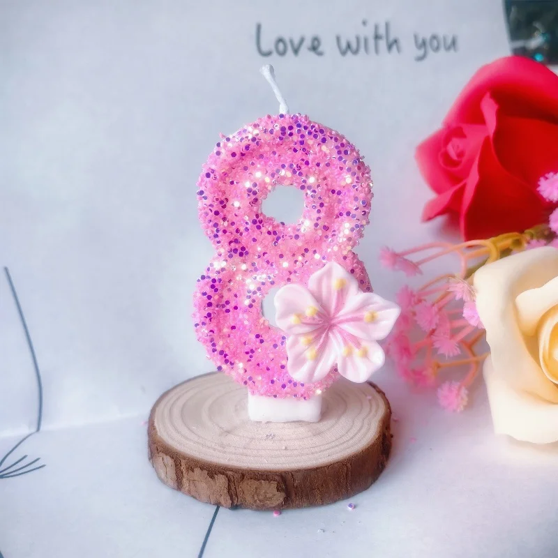 1 0-9 free combination digital candle pink cherry blossom ball birthday candle is perfect for birthday parties, anniversaries, w