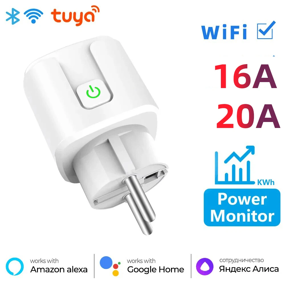 

Smart Plug WiFi Socket EU 16A/20A With Power Monitor Timing Function Tuya Smart Life APP Control Works With Alexa Google Home