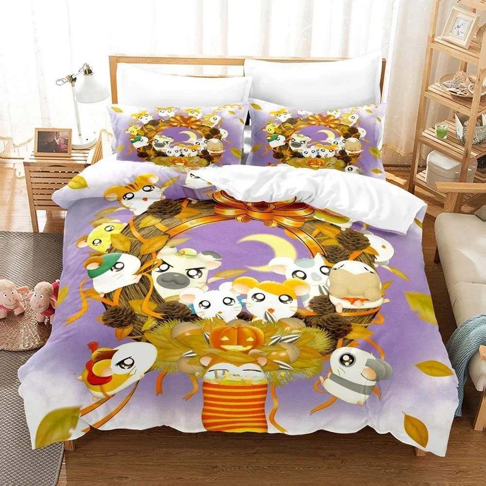 New Hamtaro Bedding Set Single Twin Full Queen King Size Bed Set Adult Kid Bedroom Duvet cover Sets 3D Print Anime Bed Sheet set