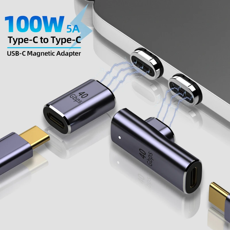 Magnetic USB C Adapter 24Pins Type C Connector PD 100W Fast Charging Converter for Thunderbolt 3 for MacBook iPad Pro Switch