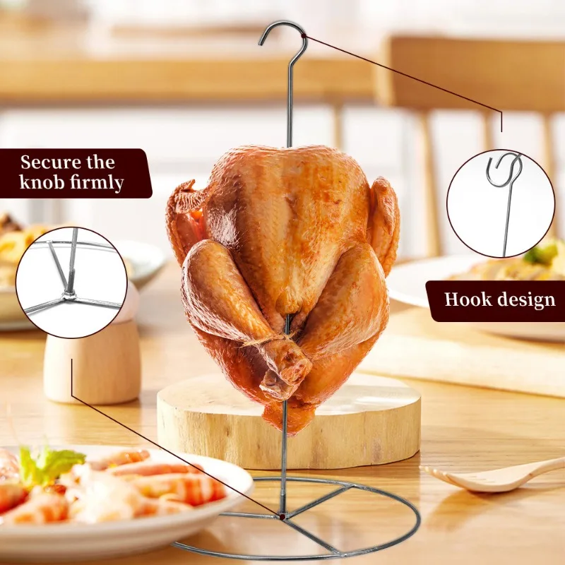 Stainless Steel Turkey Roasting Kit Easy Install Simple Outdoor Kitchen Cooking Chicken Grill Tools