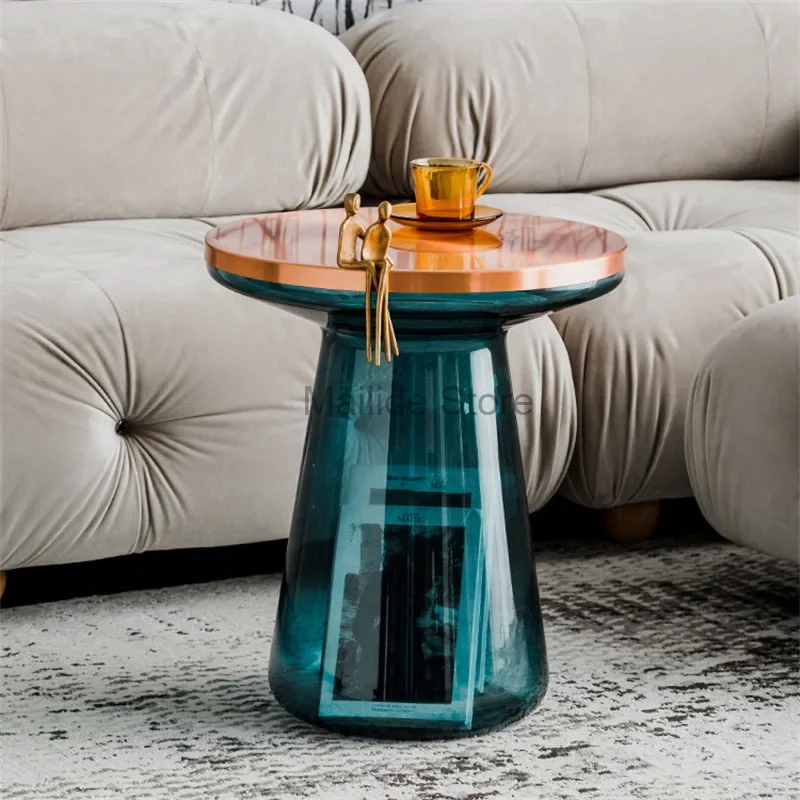 Nordic Transparent Glass Bells Coffee Table for Living Room Furniture Home Designer Creative Small Apartment Ins Sofa Side Table