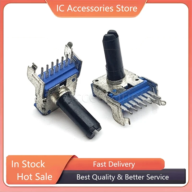 1Pcs RK14 Type Duplex 7Pin A10K A103 Electronic Organ Power Amplifier Audio Volume Rotary Potentiometer Half Shaft Length 18MMF