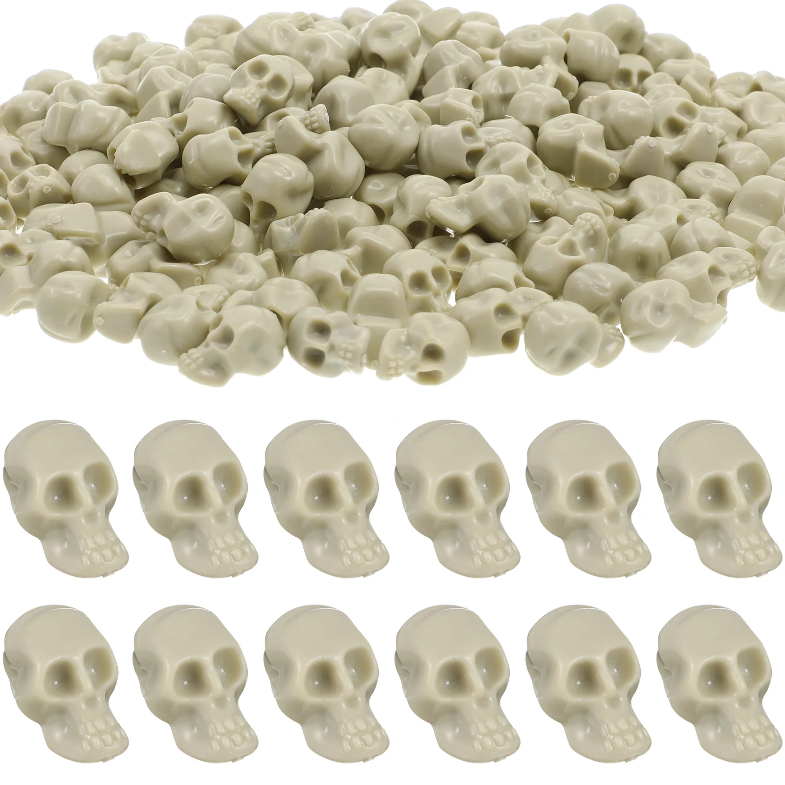 150 Uds. Mini dijes de calaveras, modelos pequeños, decoración de Halloween, adorno artesanal para cabeza