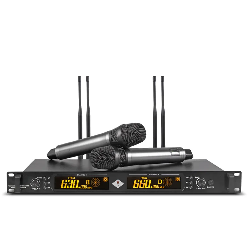 2021 NEW DESIGN Professional True Diversity UHF Pll Wireless Microphone with A Transmission Distance of 200 Meters