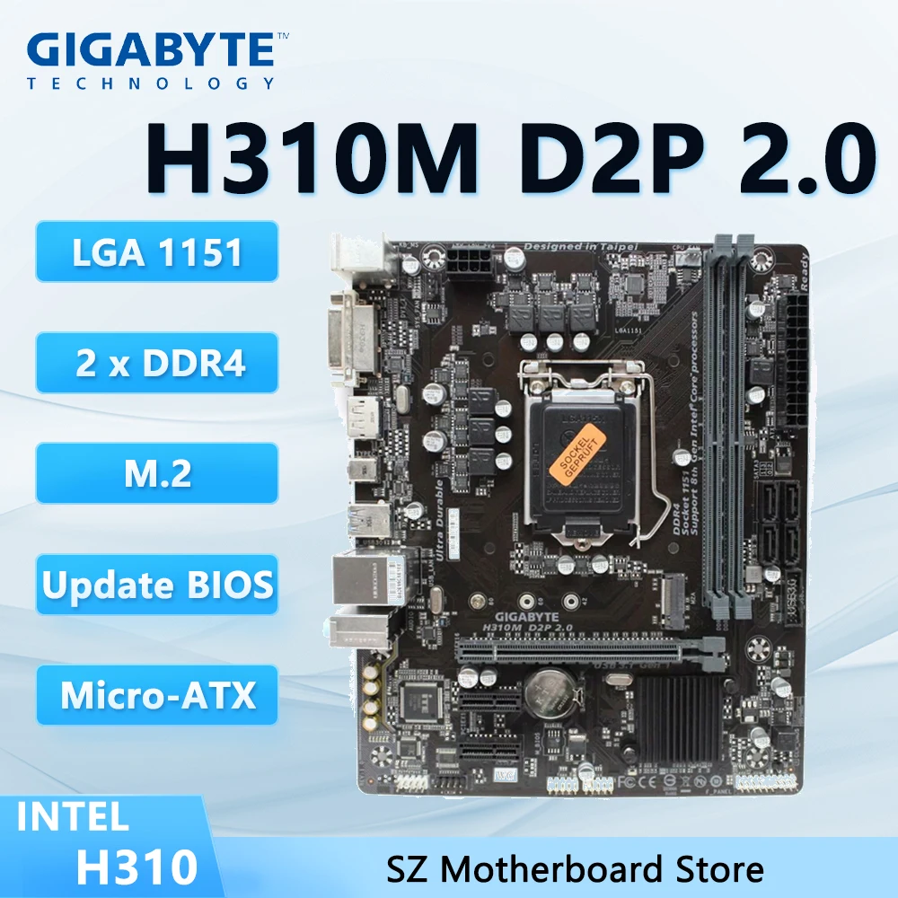 GIGABYTE H310M D2P 2.0 motherboard memoria ram ddr4 CPU LGA 1151 compatible i9-9900K i7-9700F i5-9600K  i3-9100F VGA Micro ATX