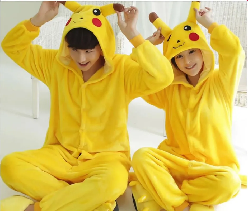 New Pokemon Warm Flannel Homewear Adult Autumn&Winter Soft Onesie Cosplay Animal Hoodie Pajamas Parent-Child Girls Sleepwear