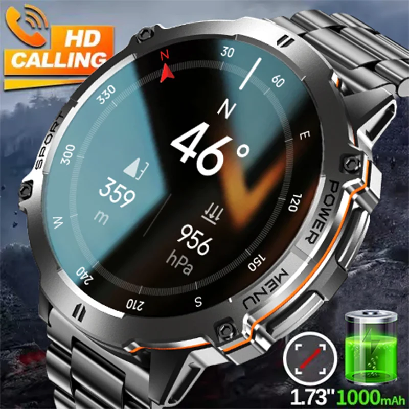 

2025New Outdoor Military T-REX3 Men GPS Smart Watch 1000mAh Battery Compass 5ATM Waterproof Bluetooth Call AMOLED HD Smartwatch