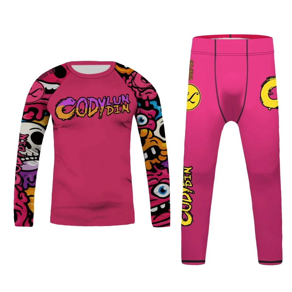 Kid's MMA Muay Thai Jiu Jitsu Sportswear Boys Boxing Rashguard Training Running Set Children Exercise Gym Clothing Tracksuit