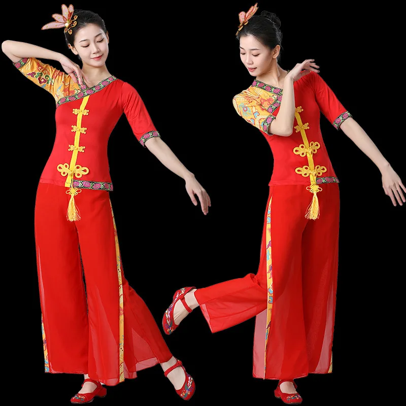 New set of square dance costumes for middle-aged and elderly people, spring yangko costumes, dance performance team performance,