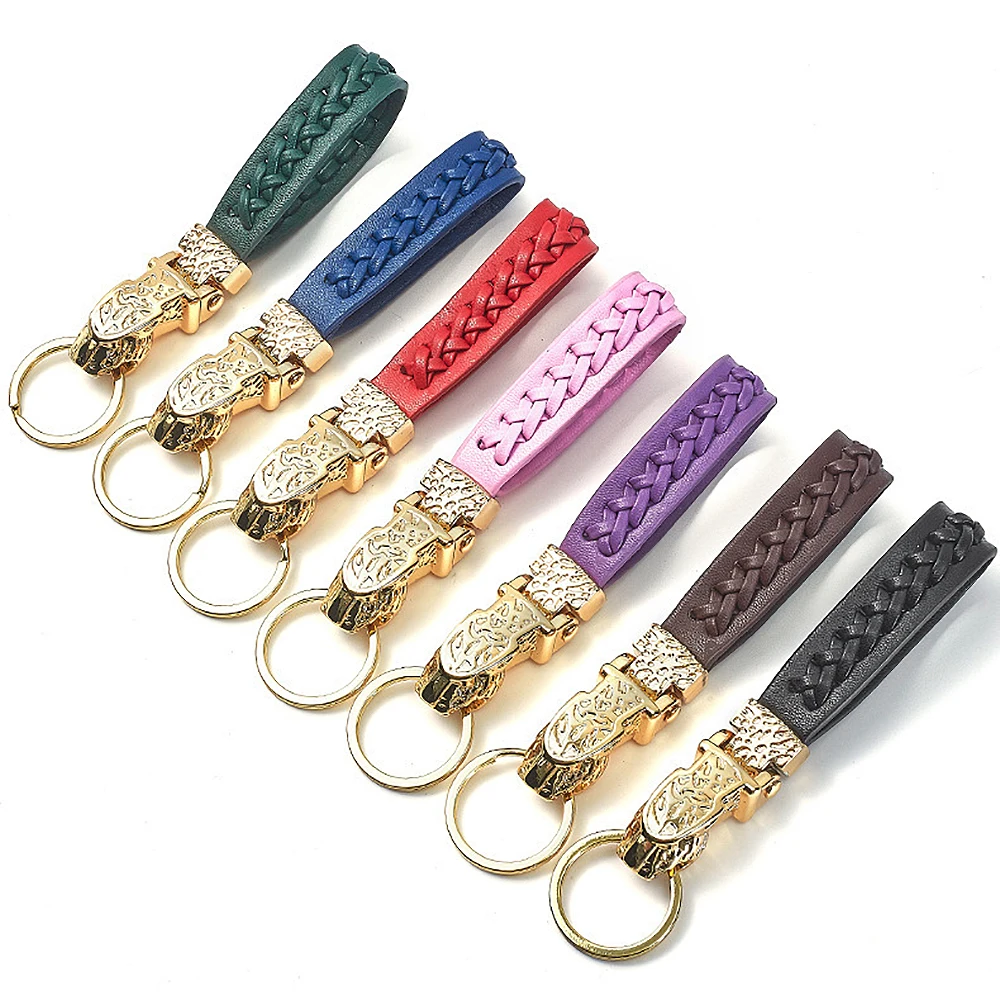 

Luxury Car Key Chain Men Women Keychain Leopard for Key Rings Holder Purse Charm Bag Pendant Hand Braided Rope Gift Wholesale